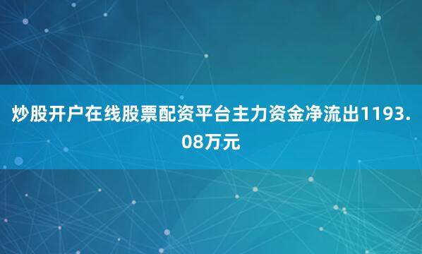 炒股开户在线股票配资平台主力资金净流出1193.08万元