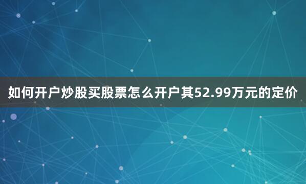 如何开户炒股买股票怎么开户其52.99万元的定价